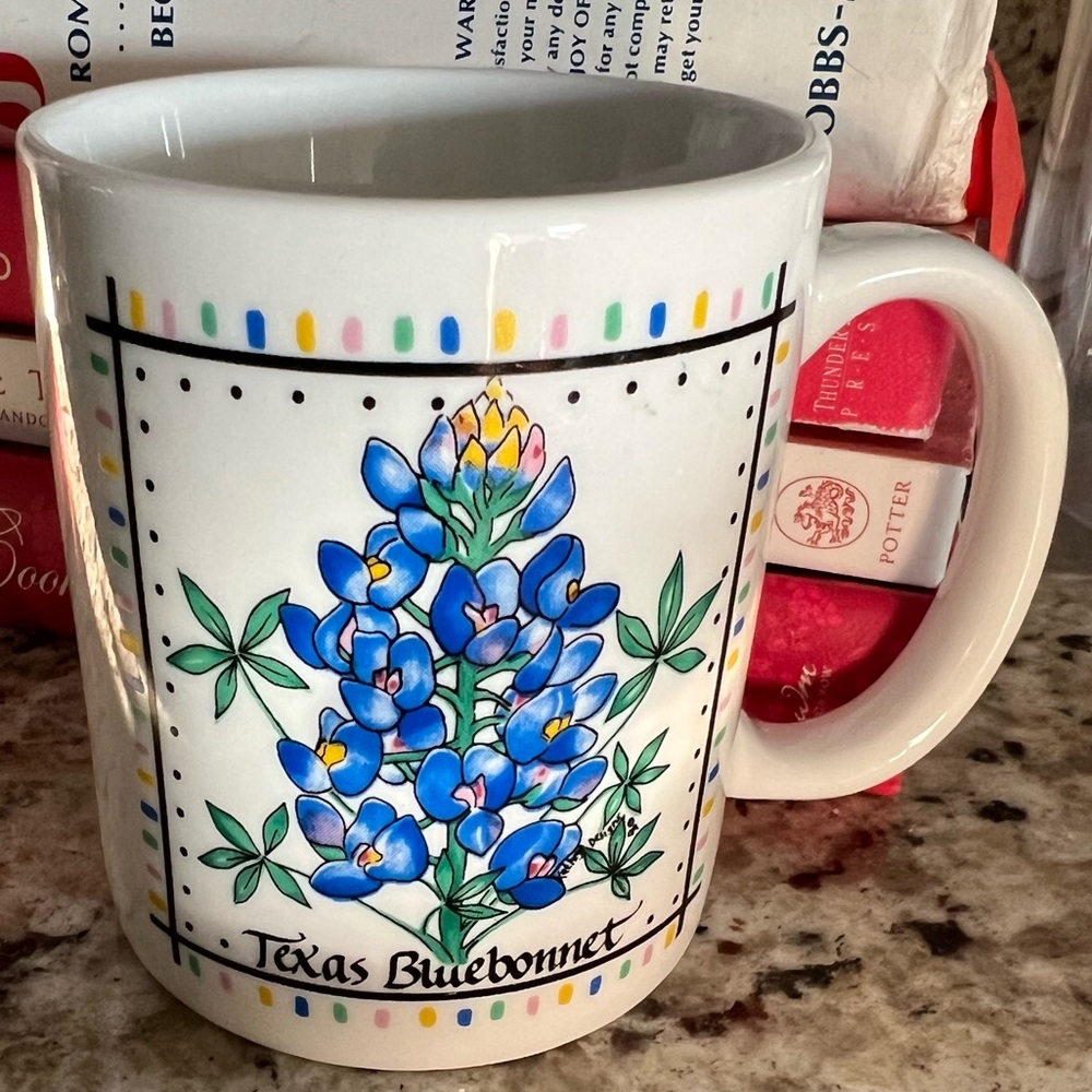 Vintage Texana Kathryn designs Bluebonnet coffee mug.